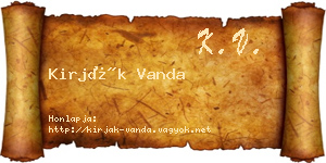 Kirják Vanda névjegykártya